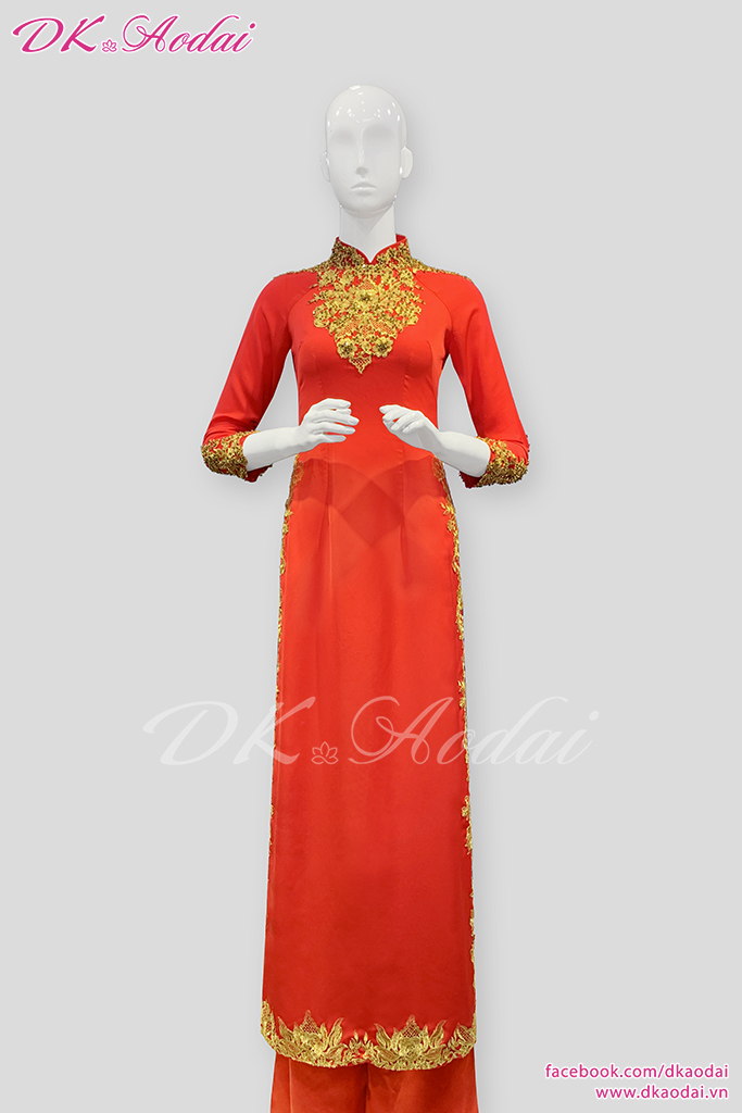 MAY ÁO DÀI NỮ LỤA KẾT REN NGỰC DỌC TÀ