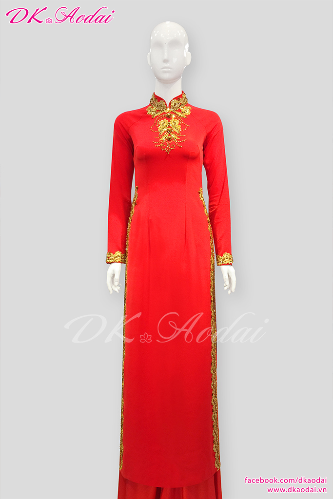 MAY ÁO DÀI NỮ LỤA KẾT REN NHỎ NGỰC DỌC TÀ
