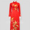 MAY ÁO DÀI NỮ LỤA THÊU ĐÀN CHIM HẠC TRÊN CÂY