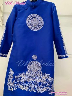MAY ÁO DÀI NAM CÁCH TÂN THÊU VÒNG TRÒN HOA 2