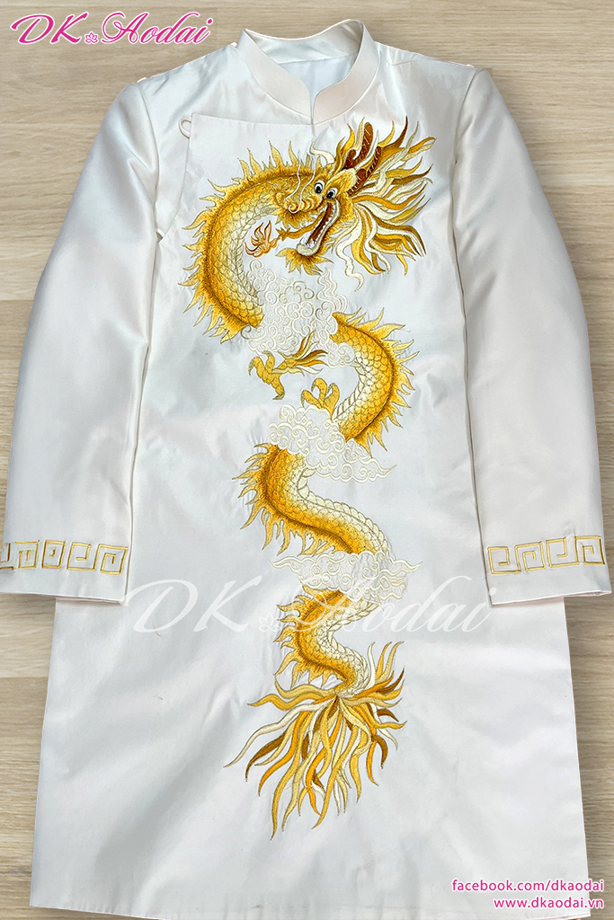 MAY ÁO DÀI NAM CÁCH TÂN CAO CẤP THÊU RỒNG QUAY ĐẦU 4