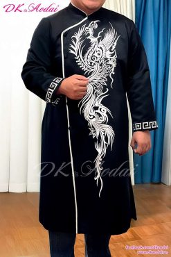 MAY ÁO DÀI NAM CÁCH TÂN THÊU CHIM PHƯỢNG HOÀNG CÁCH ĐIỆU 3