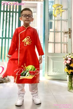 MAY ÁO DÀI TRẺ EM IN DƯA HẤU TẾT